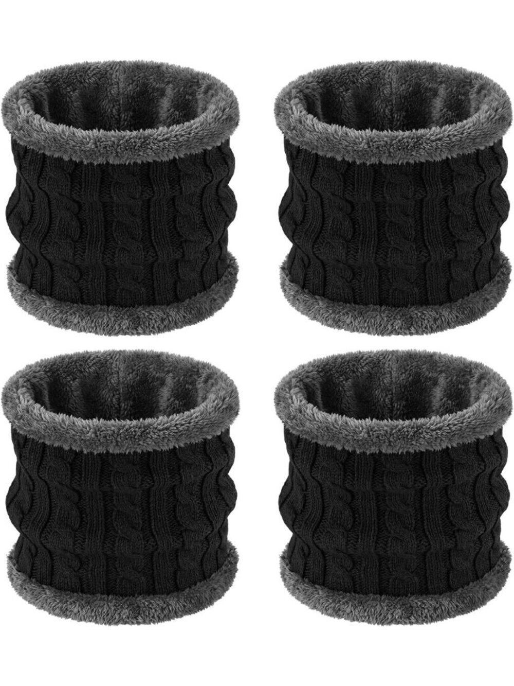 4 Pcs Winter Neck Gaiter Set for Men | Knitted Neck Warmer & Ski Scarf